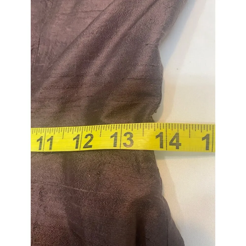 Lena Medoyeff Silk Midi Dress Women's Size SM Brown Pink Tie Straps - Picture 10 of 11
